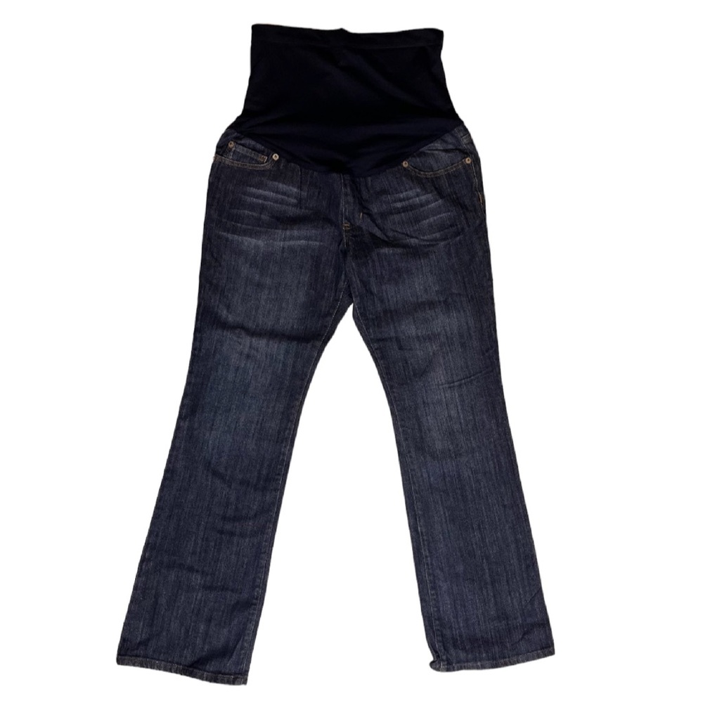 Liz Lange for Target Dark Blue Bootcut Maternity Jeans with Black Waist Panel